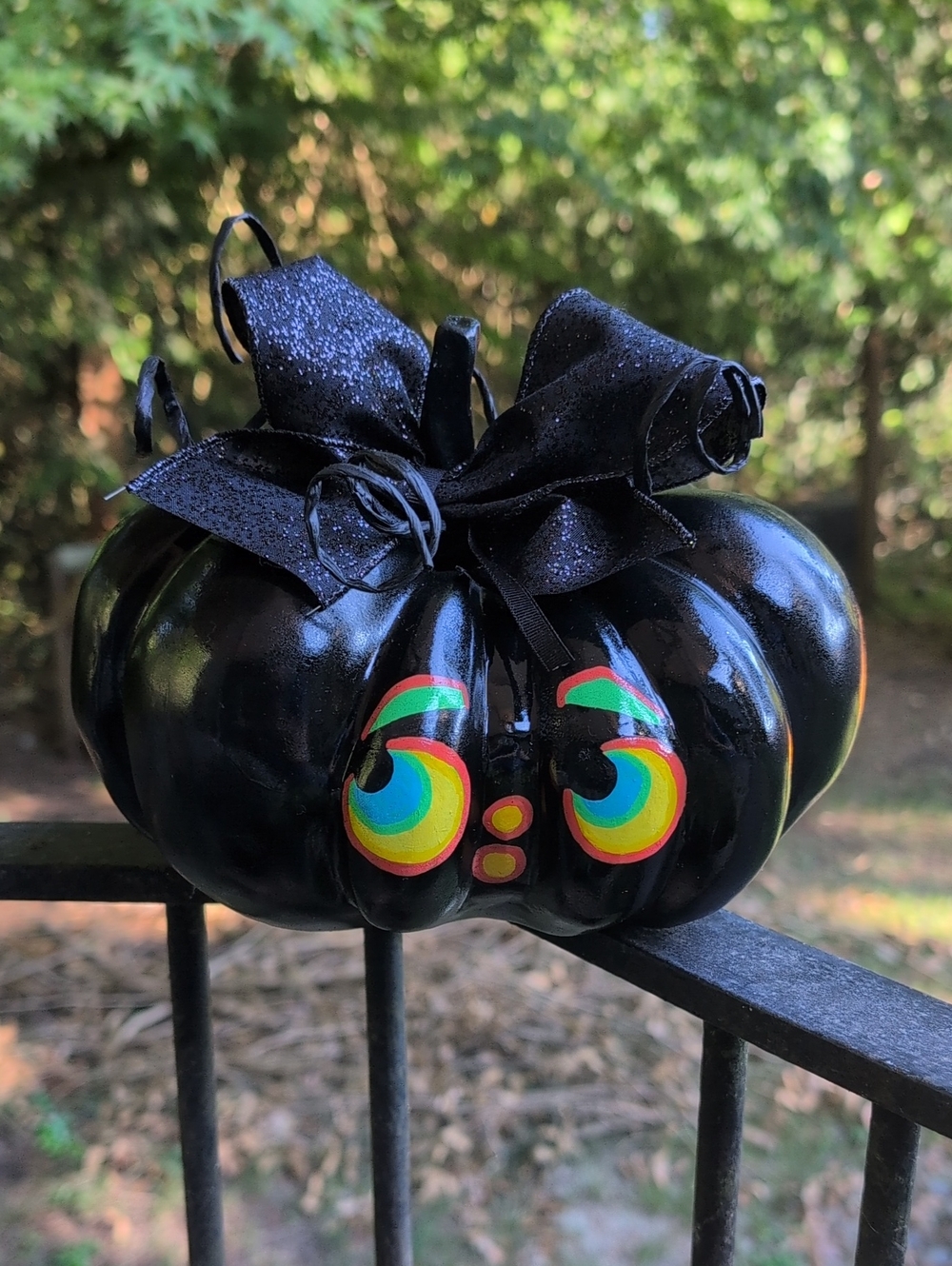 Carl O Lantern Upcycled Handmade Black Decorative Pumpkin